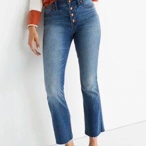 Madewell Cali-Demi Boot Jeans Medium Wash Size 29 Raw Hem